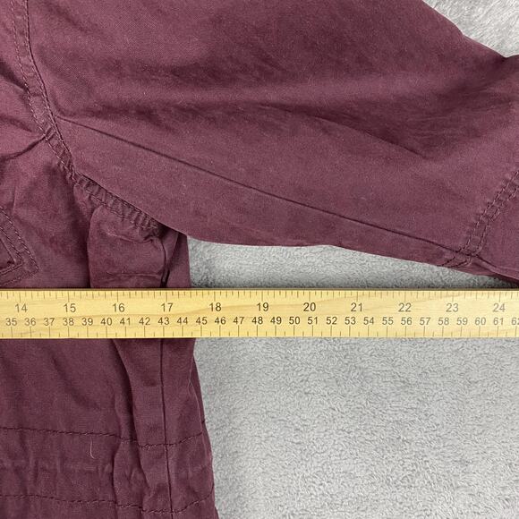 American Eagle Jacket Womens Small Burgundy Hooded Parka Utility Pockets Sherpa - Picture 14 of 16